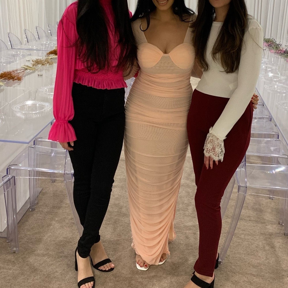 Elegant Peach Ruched Dress